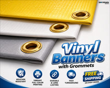 Load image into Gallery viewer, Grand Opening Ceremony Vinyl Banner | Black Gold and Red
