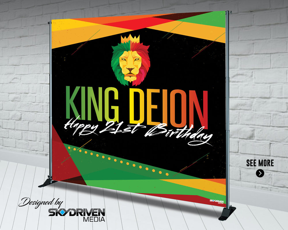 Reggae King Zion Birthday Banner | Rasta | Lion | Zion | King | Crown | Bob Marley | Jamaica | One Love | Rastafari | Caribbean | Island