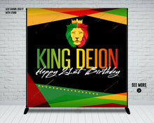Load image into Gallery viewer, Reggae King Zion Birthday Banner | Rasta | Lion | Zion | King | Crown | Bob Marley | Jamaica | One Love | Rastafari | Caribbean | Island
