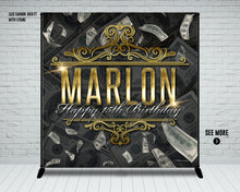 Load image into Gallery viewer, Money Birthday Banner | Bling | Black &amp; Gold | Luxury | Dollar
