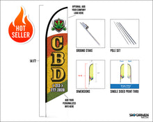 Load image into Gallery viewer, CBD Feather Flag | Cannabis | Dispensary | Rasta | Reggae Vibes | Large | 14 ft. | Single Sided | Best Selling Flag | Indoor Outdoor Flag | Flags
