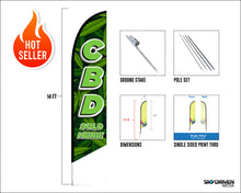 Load image into Gallery viewer, CBD Feather Flag | Cannabis | Dispensary | Marijuana | Large | 14 ft. | Single Sided | Best Selling Flag | Indoor Outdoor Flag | Flags