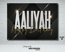 Load image into Gallery viewer, Luxury Black Gold & Silver Birthday Banner | Classy | Luxury | Fashion | Designer