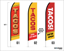 Load image into Gallery viewer, Taco Flags | Large Feather Flag | 16 ft. Flag | Single Sided | Ground Spike Included | Best Selling Flag | Indoor Outdoor | Flag | Flags