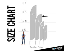 Load image into Gallery viewer, Feather Flag | Large | 14 ft. | Single Sided | Ground Spike Included | Best Selling Flag | Indoor Outdoor Flag | Feather Banner | Flag | Flags