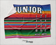Load image into Gallery viewer, Serape Milestone Baby Blanket | Personalized Baby Blanket | Serape | Mexican | Baby Age Blanket | Sarape | Soft Silk Touch Fabric | Throw Blanket