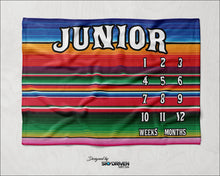 Load image into Gallery viewer, Serape Milestone Baby Blanket | Personalized Baby Blanket | Serape | Mexican | Baby Age Blanket | Sarape | Soft Silk Touch Fabric | Throw Blanket