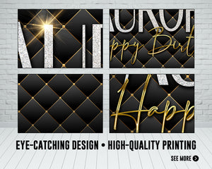 Luxury Black & Gold Birthday Banner | Upholstery | Luxury | Glamour | Classy | Fashion