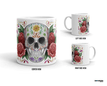 Load image into Gallery viewer, Sugar Skull & Roses White Glossy Mug