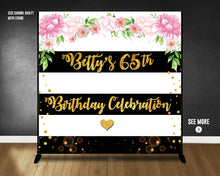 Load image into Gallery viewer, Black &amp; White Stripes Flowers Birthday Banner
