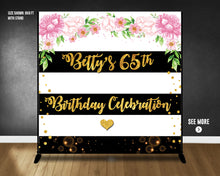Load image into Gallery viewer, Black & White Stripes Flowers Birthday Banner