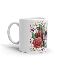 Load image into Gallery viewer, Sugar Skull & Roses White Glossy Mug