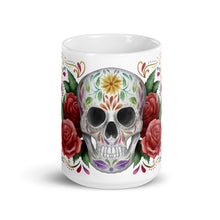 Load image into Gallery viewer, Sugar Skull & Roses White Glossy Mug