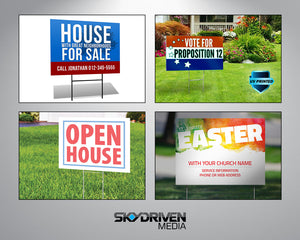 Yard Sign and H-Stake | 24"x18" | Double-Sided | Corrugated Plastic Sign | Coroplast | Outdoor | Waterproof